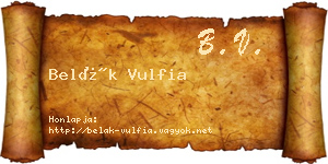 Belák Vulfia névjegykártya